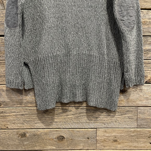 Alya Women's Gray And White Pullover Sweater Size M Elbow Pads Side Slit - Picture 7 of 9